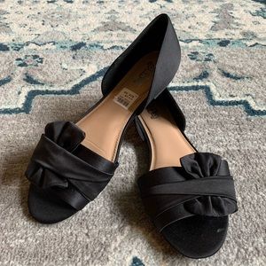 Black Satin Dress Shoes - Flats - Size 10